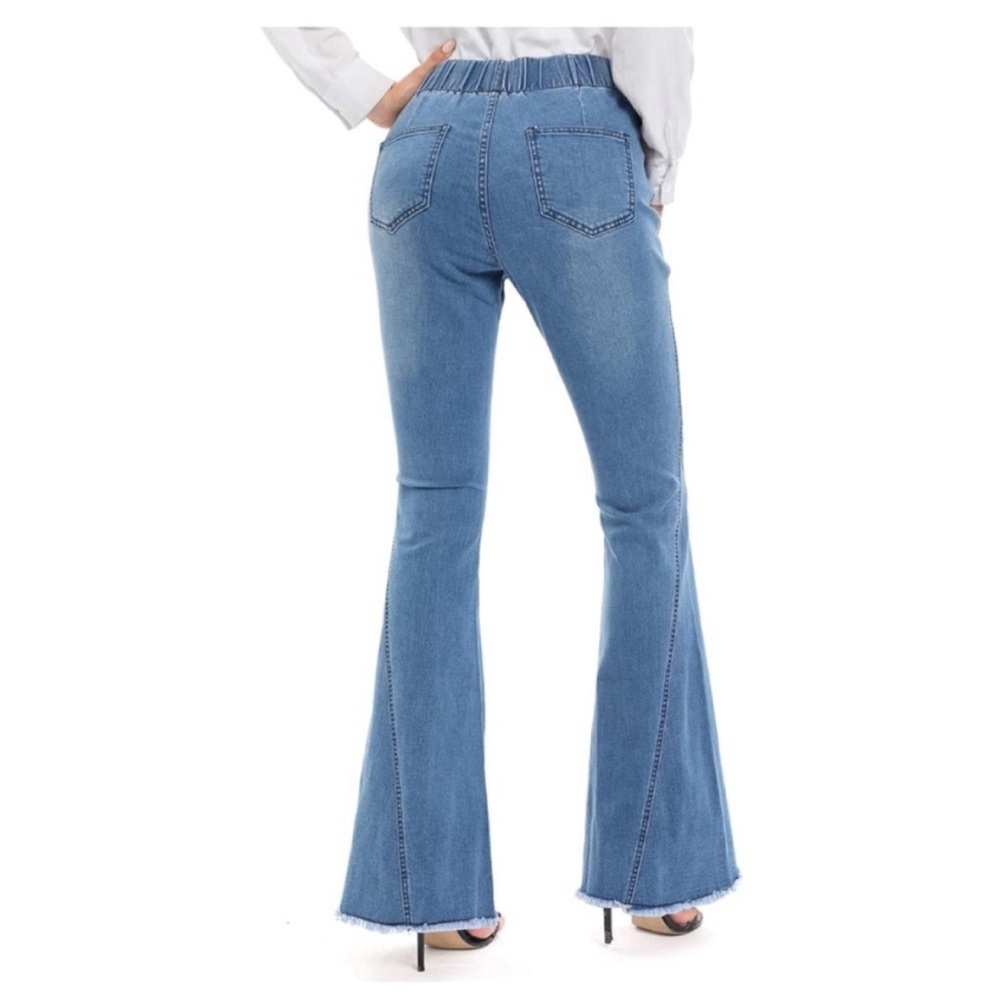 🥳💗HP! Amazon Blue Flare Wide Leg Casual Western Jeans - Picture 4 of 11